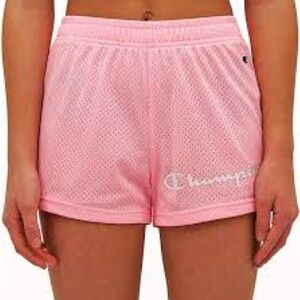 Champion Light Pink Mesh Athletic Shorts with Logo